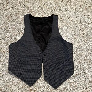 Men's Black and White Checkered Vest